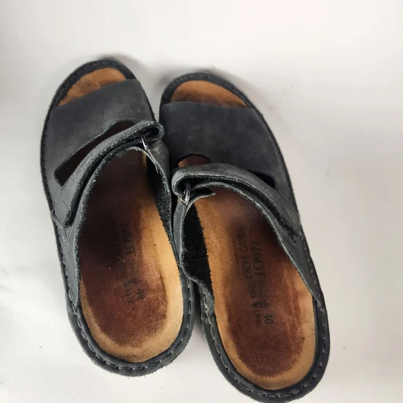 NAOT Women's Sandal 9 EU 40 Black Leather Comfort Casual Slip On Open Toe Shoe - Picture 9 of 10